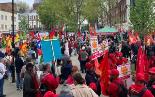 Workers marched from Clerkenwell Green to Trafalgar Square on Wednesday (May 1)