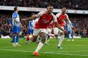 Gabriel Jesus celebrates scoring for Arsenal against Brighton