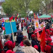 Workers marched from Clerkenwell Green to Trafalgar Square on Wednesday (May 1)