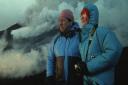 Katia and Maurice Krafft on one of their beloved volcanoes in Fire of Love