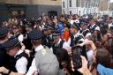 Nicki Minaj is mobbed by fans as she arrives at Cafe Koko in Camden, where she announced she would be holding a meet and greet