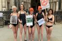 Kenwood Ladies' Pond swimmers outside the Royal Courts of Justice as they battle against the charging structure