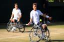 Alfie Hewett and Gordon Reid, left, during their doubles semi-final victory. Picture: PA