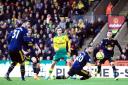Norwich City's Todd Cantwell (centre) scores his side's second goal of the game the Premier League match at Carrow Road, Norwich. Picture: Adam Davy/PA