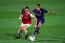 Arsenal's Lisa Evans (left) and Fiorentina's Lisa De Vanna during the UEFA Women's Champions League match at Meadow Park, London. Picture: Tess Derry/PA