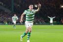 Celtic's Kieran Tierney celebrates scoring his side's first goal of the game during the UEFA Europa League, Group B match at Celtic Park, Glasgow. Picture: Jane Barlow/PA