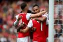 Arsenal's Pierre-Emerick Aubameyang celebrates scoring his side's first goal during the Emirates Cup match at the Emirates Stadium, London.