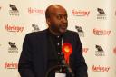 Joseph Ejiofor addressing the room after the Haringey local election results in May 2018
