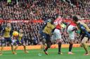 Danny Welbeck scores a goal for Arsenal.  (Photo by David Price/Arsenal FC via Getty Images)