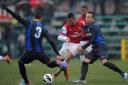 Serge Gnabry of Arsenal under-19s in action during the last 16 win over holders Inter Milan