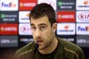 Arsenal's Sokratis Papastathopoulos during the press conference at the San Paolo Stadium, Naples. Picture: Steven Paston/PA Wire/PA Images