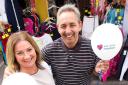 Keeley Maskell, left, and Jeffrey Heller help launch Islington's search for its market trader of the year in Chapel Market. Picture: Em Fitzgerald/Islington Council