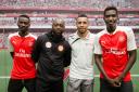 Arsenal in the Community launches its joint scheme with Centrepoint. Nathan Auguste and Francis Coquelin, centre, took a training session at the Arsenal Hub. Picture: Charlie Forgham-Bailey