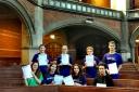 The campers in the Chapel with their certificates