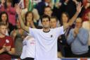 Great Britain's James Ward celebrates victory after the Davis Cup match against Russia's Dmitry Tursunov