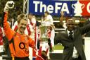Arsenal's David Seaman (left) and Patrick Vieira with the FA Cup in 2003