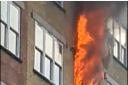 A Twitter video showing flames at the fire in Bartholomew Close, Barbican