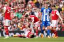Arsenal's Gabriel Martinelli suffered an early injury against Brighton
