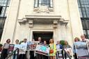 Campaigners against the proposed development outside Islington Town Hall earlier this year