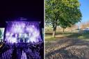 Wireless festival (left) and churned mud in Finsbury Park after a Tough Mudder event in April (right)