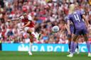 Arsenal's Caitlin Foord fires goalwards against Liverpool