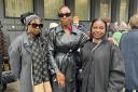 (From left to right) Danae Thomas, Divina Riggon and Selma Taha outside Highbury Corner Magistrates' Court yesterday (April 11)