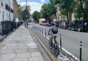 A rider uses the cycle route down Liverpool Road, Islington