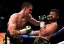 Callum Smith (left) and John Ryder during the WBA World, WBC Diamond & Ring Magazine super-middleweight titles fight at the M&S Bank Arena, Liverpool