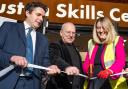 Transport Minister Huw Merriman (left) opens skills centre with Euston Partnership chairman Sir Peter Hendy and Camden Council leader Georgia Gould