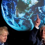 Prime minister Boris Johnson and Sir David Attenborough at the launch of COP26