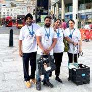 Jorawar Singh Rathour (left) with other volunteers from the London Homeless Welfare Team