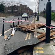 Heavy winds from Storm Eunice have seen north London boroughs close parks and Covid test centres