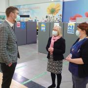 Vaccines minister Maggie Throup during a visit to a vaccine centre at Croydon Centrale