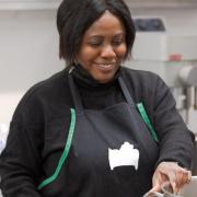 Job centre plus engagement officer Valerie Twenefour helped north London charity Feast With Us prepare hot meals for people in need