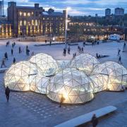Pollution Pods by artist Michael Pinsky in Granary Square, King's Cross