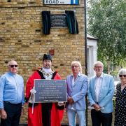 (From left to right): Reverend Nigel Williams, who led a minute's silence prior to the plaque's unveiling; Cllr Gallagher, Mayor of Islington; John Williams; Jeremy Corbyn MP; and Cllr Burgess