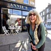 Annie Moss of Annie's Vintage Costume and Textiles, Camden Passage, Islington. Picture: Polly Hancock