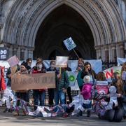 Children from Yerbury Primary staged a protest at the Royal Courts of Justice against Ocado's plans to open a delivery hub next door to their school