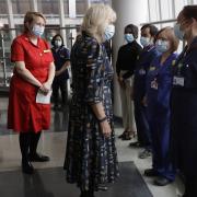 The Duchess of Cornwall speaks to Zoe Broadhead, a Critical Care Outreach Sister during a visit to the Whittington Hospital