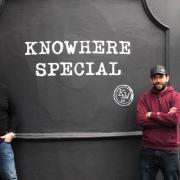 James Rix and Fergus Harrington outside their pub, Knowhere Special