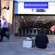 A homeless man outside Highbury & Islington station. Photo: Polly Hancock