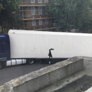 A lorry reversing out of Hazellville Road into Cheverton Road. Picture: Sonal Sodha
