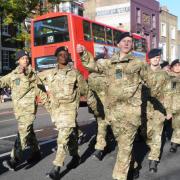 Soldiers parade during last year's Remembrance Sunday events in Islington Pic: Dieter Perry