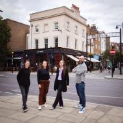 Pip Lacey, Charlotte Harris, Agustina Basilico and Gordy McIntyre outside what will be the Hicce Hart, in Islington.