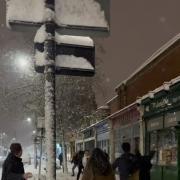 An impromptu snowball fight broke out on the Holloway Road after heavy snowfall