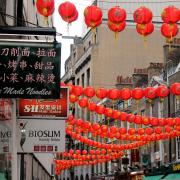 Lanterns celebrating the New Year in London's Chinatown