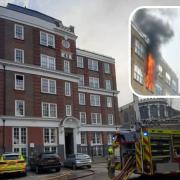A man is being treated for smoke inhalation after leaving a burning block of flats in Bartholomew Close, near St Bart's church in the Barbican area of London