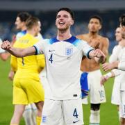 Declan Rice celebrates England's win over Italy