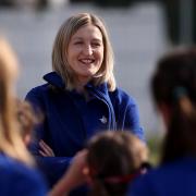 Ellen White talks to young footballers in London