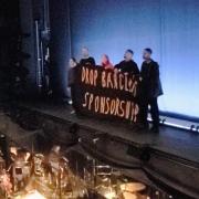 Fossil Free London activists stormed the stage during the interval of Romeo & Juliet at Sadler's Wells
